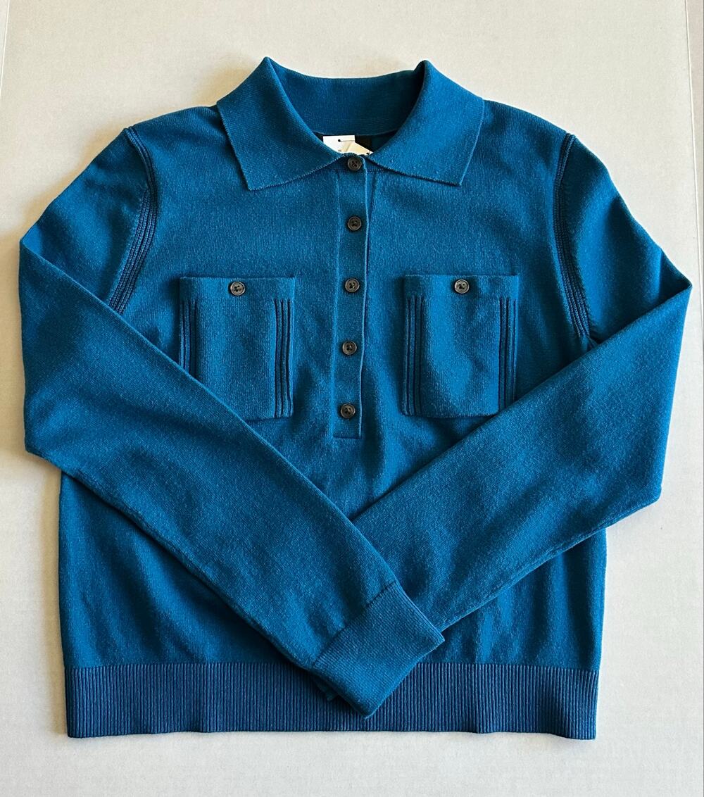 Banana Republic Women’s Marine Blue Soft Polo Henley Sweater Size Small NWT
